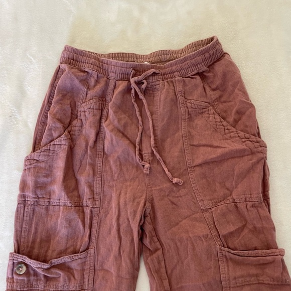 Free People Dusty Rose Cropped linen Cargo Pants - Picture 5 of 13